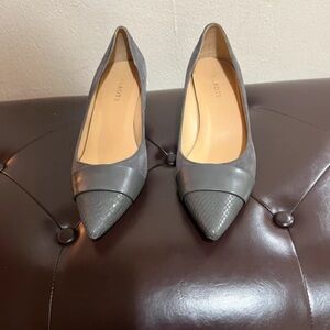 Talbots Gray Pointed-Toe Slip-On Heels